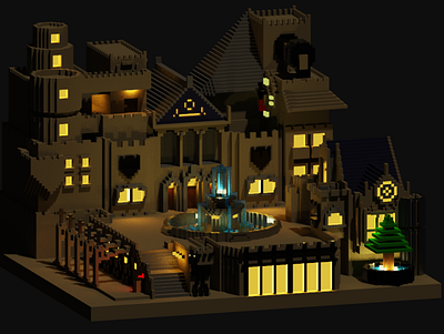 B.F. Castle 3d 3dart art castle pixel voxelart