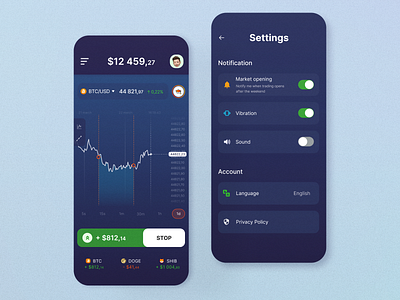 Bitcoin Trading App bitcoin blue crypto game settings trading ui