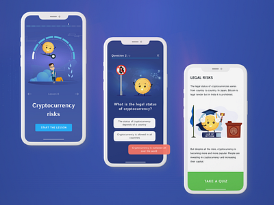 UI and Illustrations for Trading Learning Course bitcoin character crypto currency flat illustration trading ui