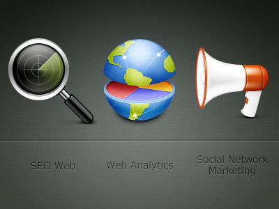 Web Icons analytics megaphone seo web