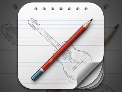 iOS Icon curl guitar ios paper pencil sketch