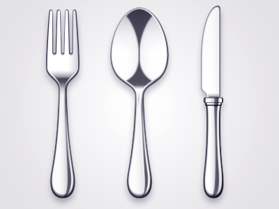 Utensils fork knife metal spoon