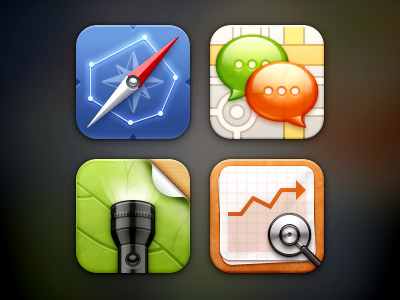 Mix iOS Icons chat compass flashlight index ios location medical price