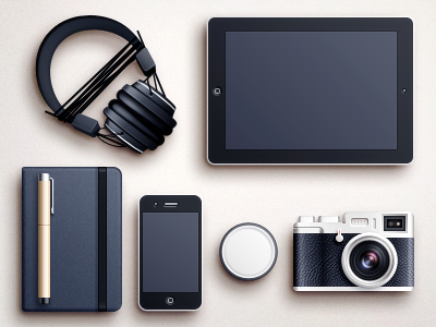 Designer Gadgets camera gadgets headphones ipad iphone pen sketchbook