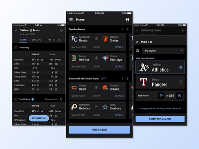 Sports analysis app for bettors app design product design sports ui ux