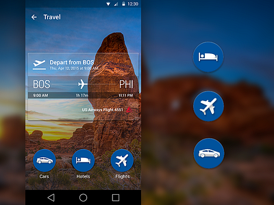 Travel Icons and Card android cards google material design ui