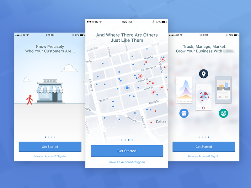 Small Business App Onboarding data visualization map onboarding