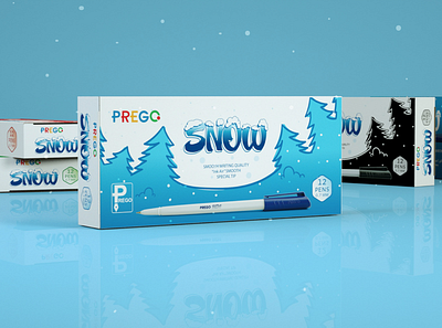 Prego Snow Pen 3d visual branding design illustrator logo packaging packaging design product design vector wrap