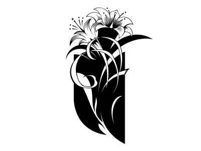 lily black flower illustration lily typography