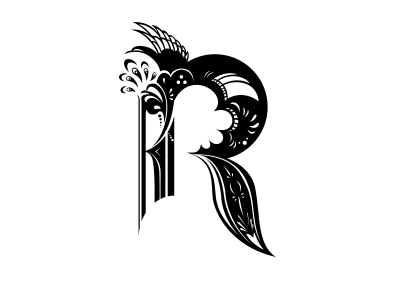 R black design illustration logo plant typography