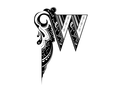 W black design illustration logo plant typography