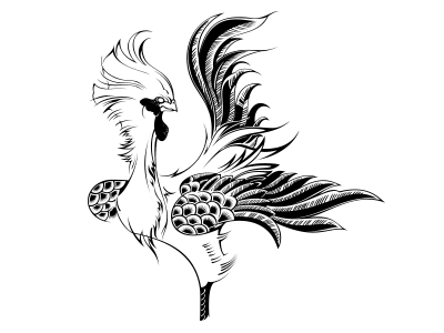 Rooster black illustration plant rooster typography