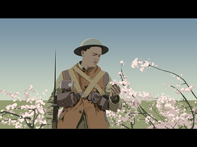 Sakura illustration painting plant sakura soldier war