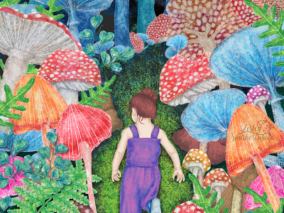 The Magical Path childrens book illustration digital illustration fantasy art fantasy forest illustration mushrooms photoshop toadstool