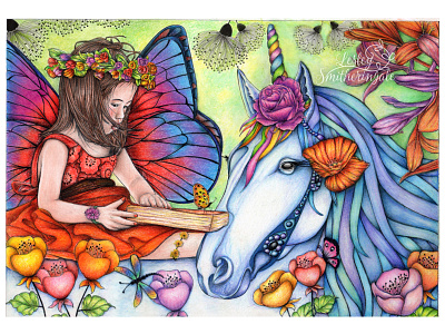 Story Time childrens book illustration colour pencils fairy fairytale fantasy unicorn