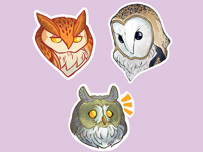 Fluffy Owl Stickers branding design illustration