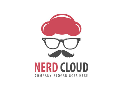 Nerd Cloud Logo Template admin branding cartoon cloud geek human mascot moustache nerd technology vector web