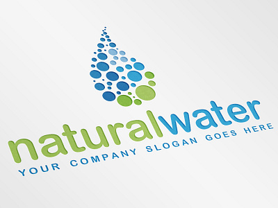 Natural Water Drop Logo Template beauty company drink drop droplet green leaf nature splash treatment water