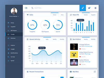 Webapp Sales Dashboard analytic app chart dashboard flat graph interface metrics pie stats ui web