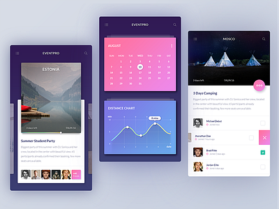 UI challenge #002 — Event Discovery App app calendar cards event graph interface invite mobile product screen ui ux