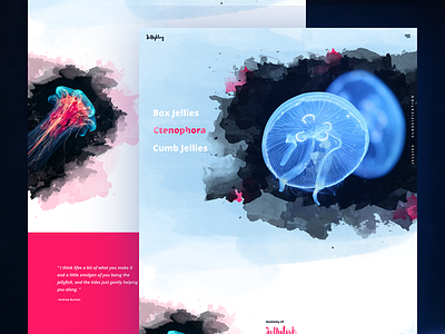 Watercolor Website for Jellyfish blog color communication concept jellyfish mask retouch ui ux watercolor web app website