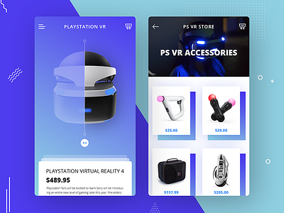 PlayStation Virtual Reality App Design augmented fluent design gradient interface material design playstation technology ui ux virtual reality vr website