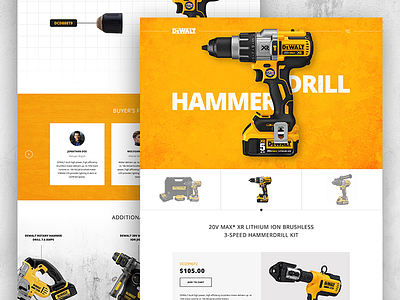 DeWALT Product Page Redesign Concept drill electric landing page mechanic product saas sales page tool tools ui ux website