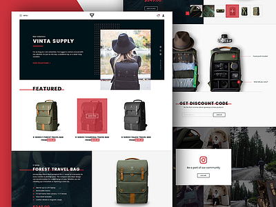 Vinta Travel Bag Website Redesign app backpack bag ecommerce handbag online product design shop travel ui ux website
