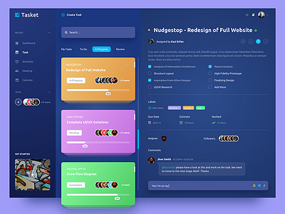 Tasket - Dark Dashboard UI app application b2b black dark dashboard product saas task ui ux web