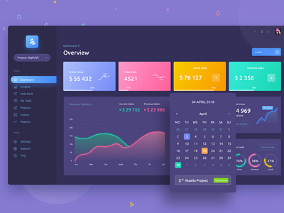 #Exploration | Dark Sales Dashboard app application black calendar creative dark dashboard task ui ux web website