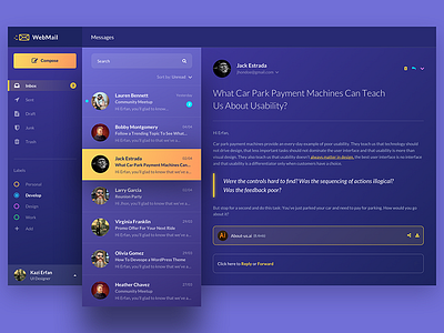 #Exploration | Mail Client Web App Dark Dashboard app application dark dashboard email inbox mail product ui ux web website