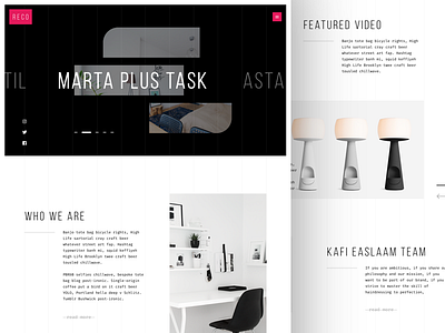 Reco Minimal Website Design black decor furniture header minimal mono simple space ui ux white