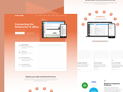 Workforce - Website Design 2020 app buttons design features gradient homepage icons illustration management mobile orange project signup web website workforce