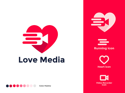 Love Media Logo Concept brand design brand identity branding design heart icon heart logo hearts logo love love mark lovecraft lovely lover lovers symbol design