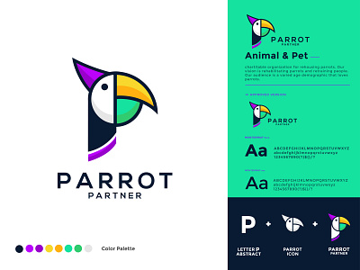 Animal & Pet animal bird logo branding dynamic logo icon parrot logo