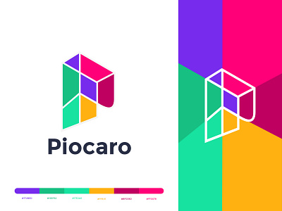 Logo concept for Piocaro brand design brand identity brand logo branding agency circular logo colorful logo colorful logos p logo playful logo startup logo tech logo techonology logo