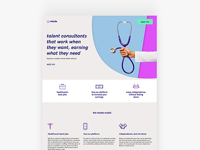 Relode | Landing Page Design healthcare iconography landing page design marketing start up