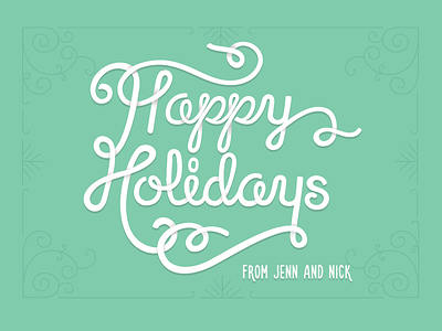 Happy Holidays 2014 card green happy holidays mint typography