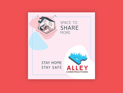Alley Constructions art brand identity branding construction company home house logo post print print design social media stay home stay safe vector
