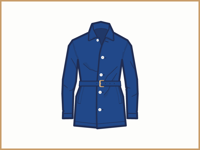 Waist Length Trench Coat vector fashion style illustrator icon clothing trench coat illustration