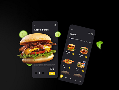 Fast food app ui design app black fastfood mobile ui uidesign uxdesign