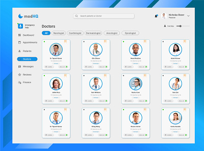 Doctor's List in a Hospital M.System doctor doctor app hospital hospital app ui design user experience user interface ux design web ui website design wireframe