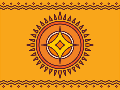 Aztec Sun art direction graphic design illustration logo monoline tattoo traditional warm colors