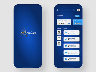 Prescare Medical View 1 UI adobe xd app design drugstore figmadesign healthcare landing page mobile app mobile app design mobile ui ui user interface design