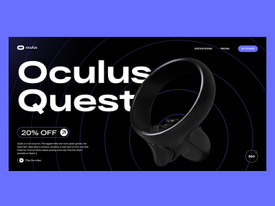 Oculus Quest - Web design for VR headset 3d design headset ui uiux ux vr