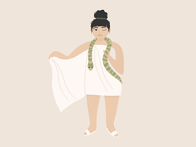 Girl in the towel illustration 2d animal character character illustration female girl illustration girl with black hair illustration procreate procreate illustration snake towel towel illustration