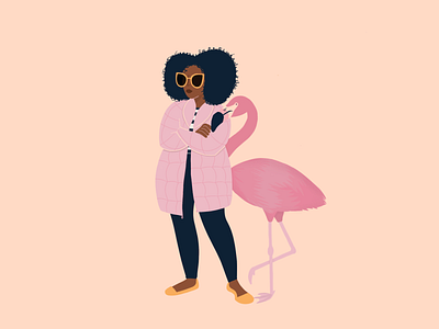 Girl and the flamingo 2d animal character character illustration female flamingo girl girl illustration illustration procreate procreate illustration sunglasses