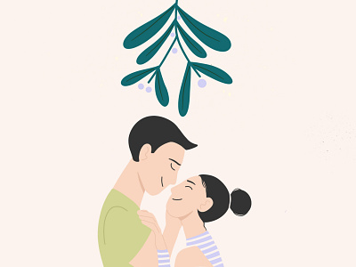 Under the mistletoe 2d boy character character illustration christmas christmas illustration couple couple illustration girl girl illustration illustration love mistletoe procreate procreate illustration