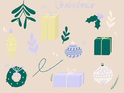 Christmas doodles 2d christmas christmas illustration design gift illustration lights mistletoe procreate procreate illustration