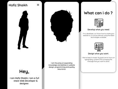 Personal Porfolio Website (Mobile Version) blackandwhite mobile typography vector webdesign webdevelopment